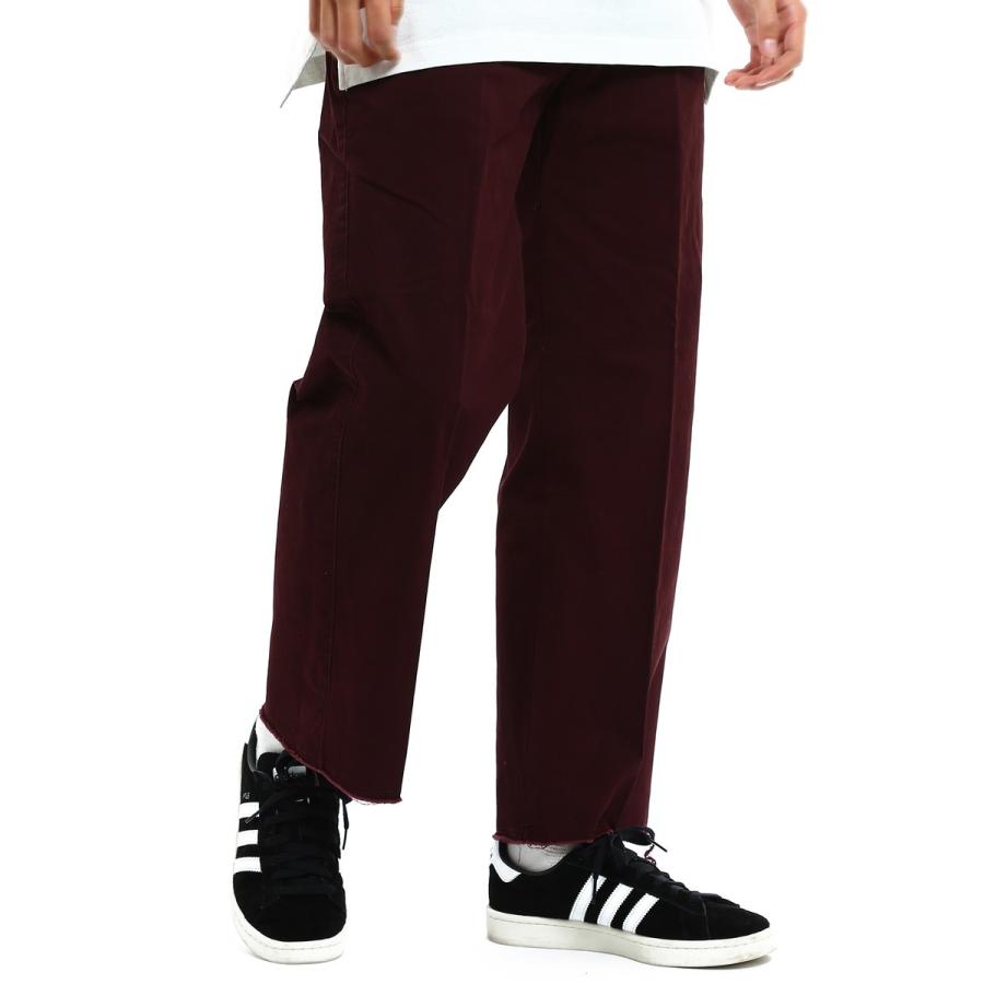 チノパンツ メンズ ワイドパンツ アンクルパンツ テーパードパンツ センタープレス アンクル丈 黒 | improves | 02