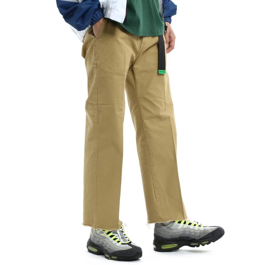 チノパンツ メンズ ワイドパンツ アンクルパンツ テーパードパンツ センタープレス アンクル丈 黒 | improves | 03