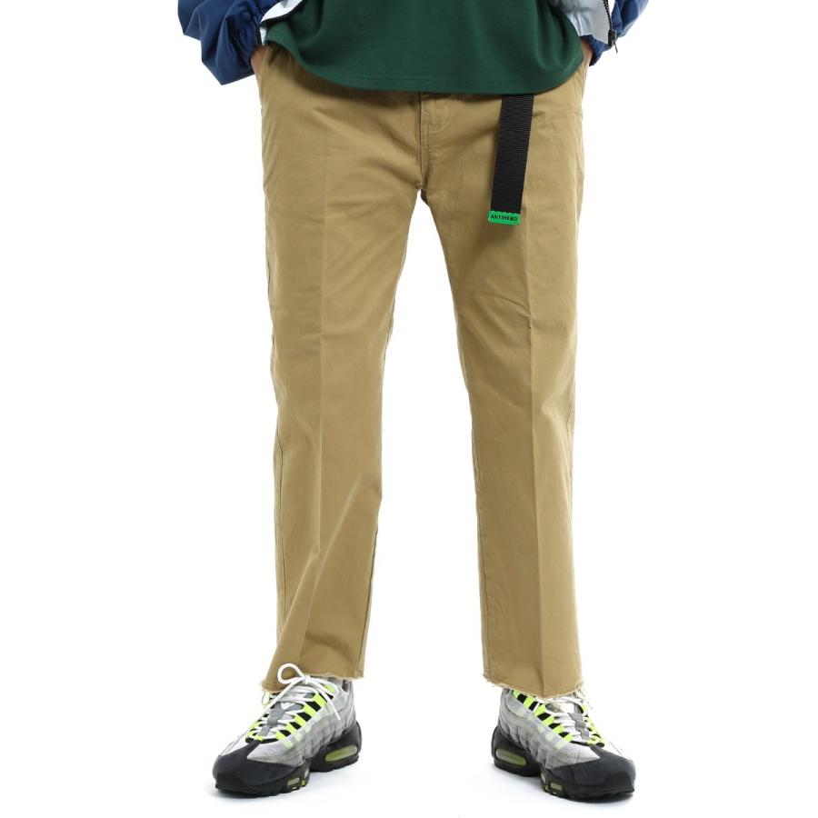 チノパンツ メンズ ワイドパンツ アンクルパンツ テーパードパンツ センタープレス アンクル丈 黒 | improves | 04