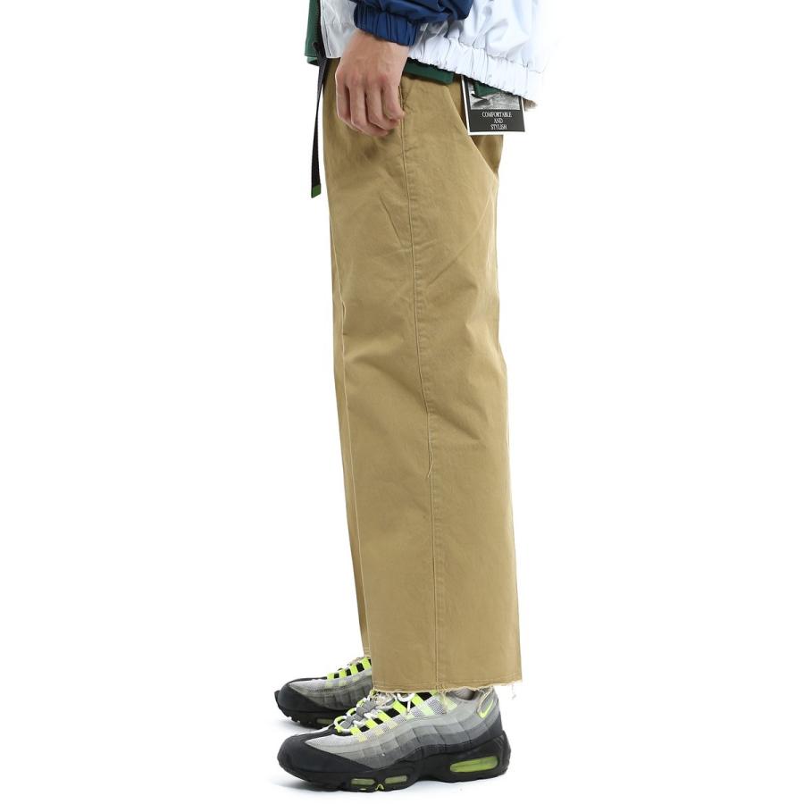 チノパンツ メンズ ワイドパンツ アンクルパンツ テーパードパンツ センタープレス アンクル丈 黒 | improves | 05