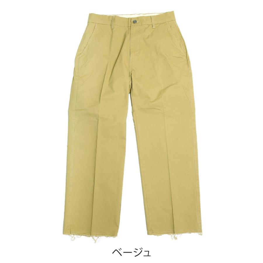 チノパンツ メンズ ワイドパンツ アンクルパンツ テーパードパンツ センタープレス アンクル丈 黒 | improves | 07