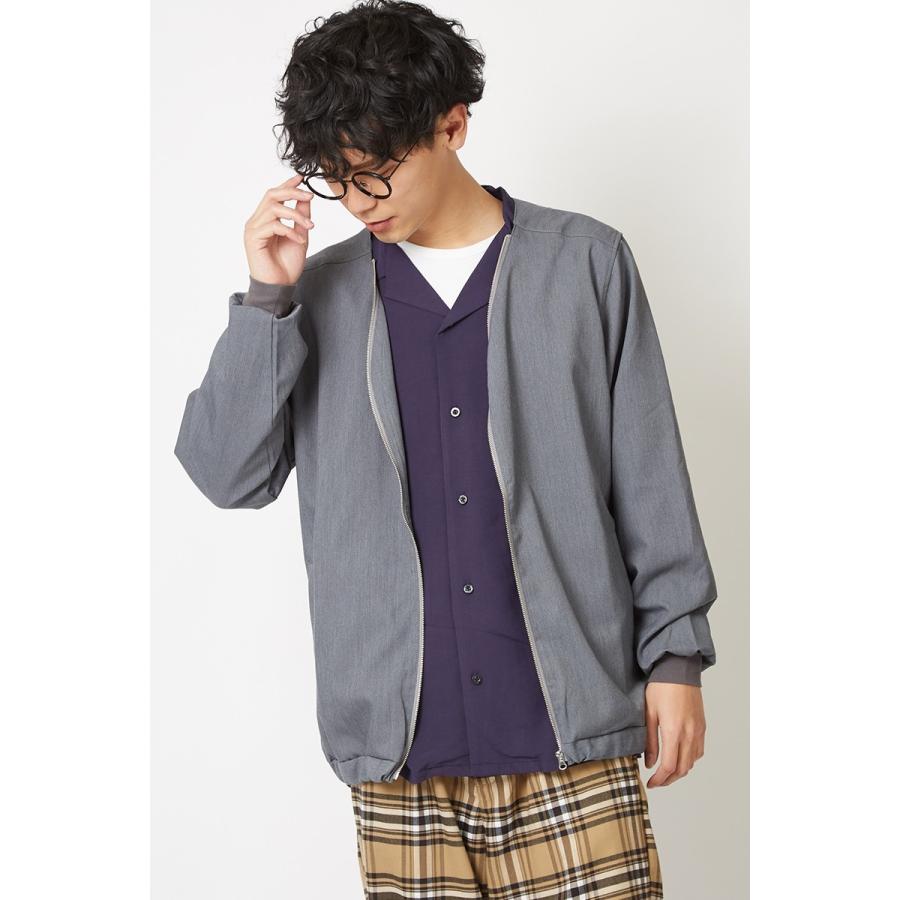 スーツ生地 Vジップ カーディガン メンズ 春 アウター ジャケット ブルゾン ジャンパー ジャンバー カーキ グレー きれいめ | improves | 02