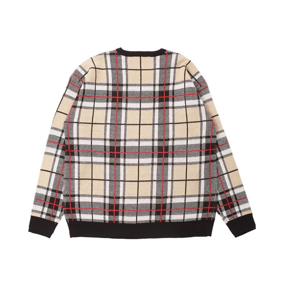 チェック ビッグシルエット ニット メンズ オーバーサイズ セーター 大きいサイズ ビッグニット クルーネック ジャガード | improves | 07