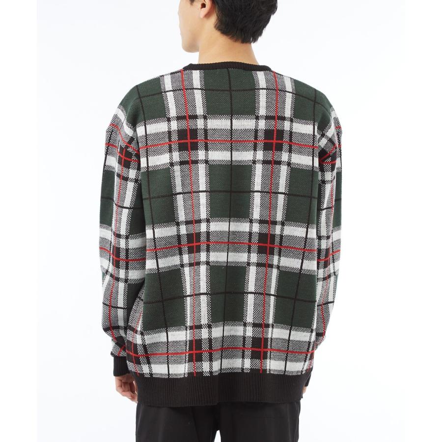 チェック ビッグシルエット ニット メンズ オーバーサイズ セーター 大きいサイズ ビッグニット クルーネック ジャガード | improves | 10