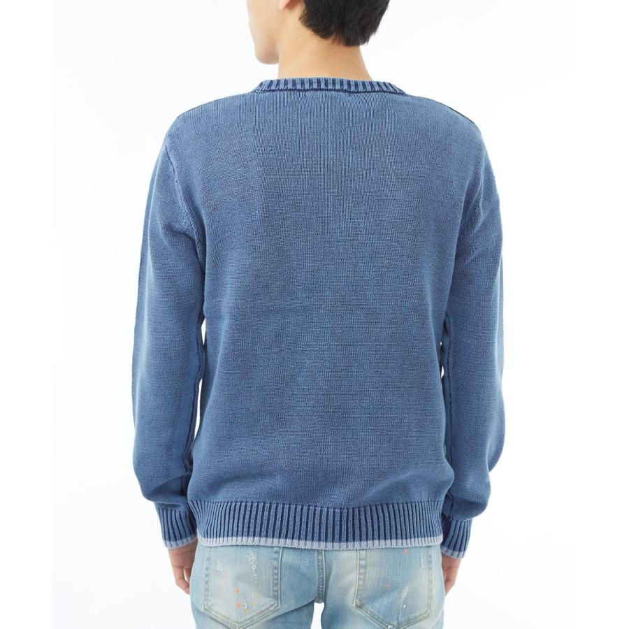 星条旗 サガラ ワッペン ニット メンズ セーター アメリカ国旗 クルーネック ジャガード スター 長袖 カットソー ホワイト | improves | 10