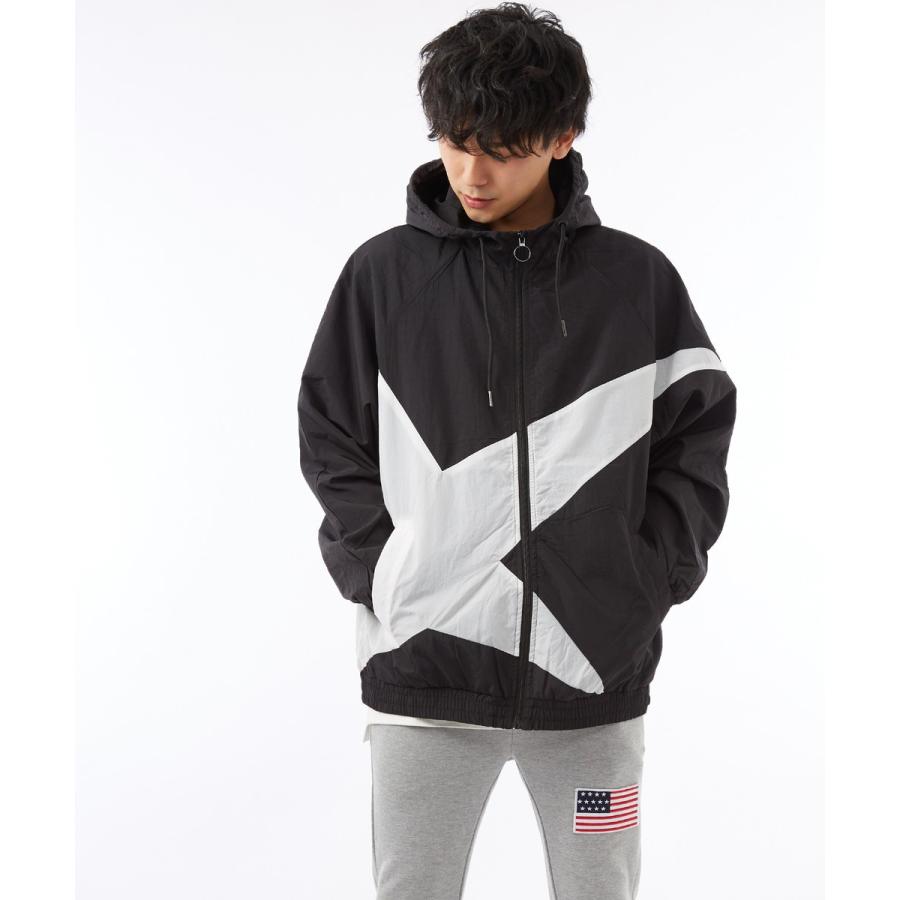 ビッグシルエット ナイロンジャケット マウンテンパーカー マンパー メンズ ビッグサイズ 大きいサイズ 星 スター 黒 青 赤 | improves | 03