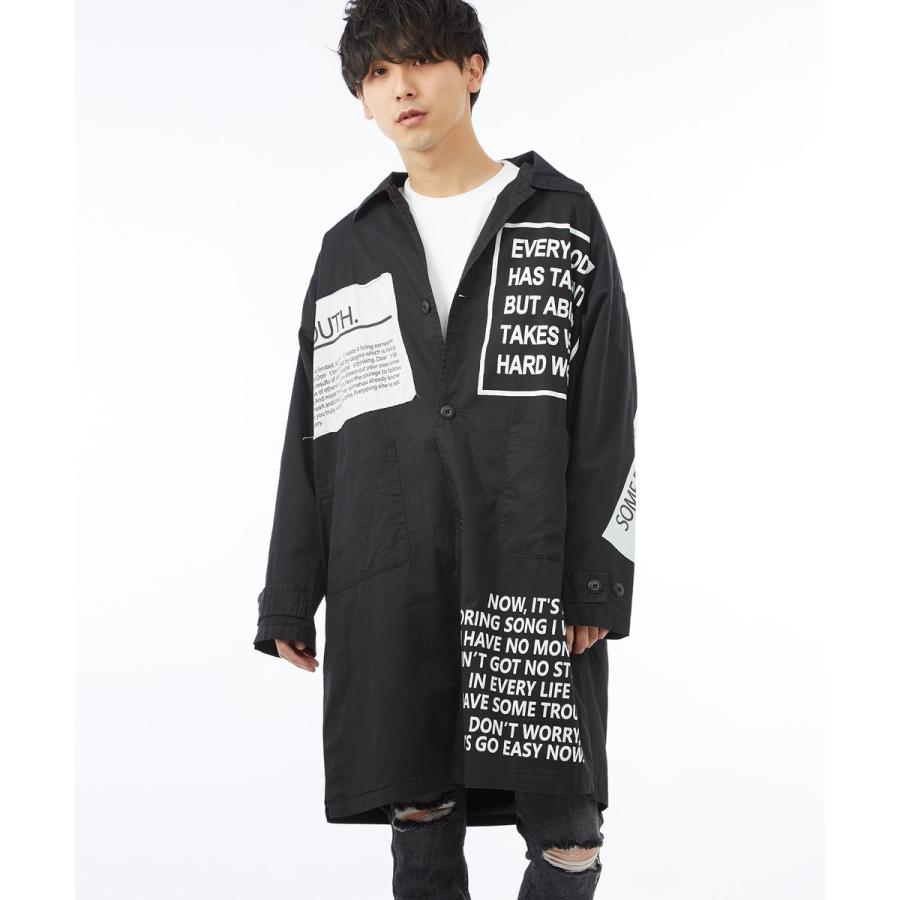 ビッグシルエット コート メンズ ロング オーバーサイズ ミリタリージャケット ロングコート ビックシルエット アウター 黒 | improves | 04