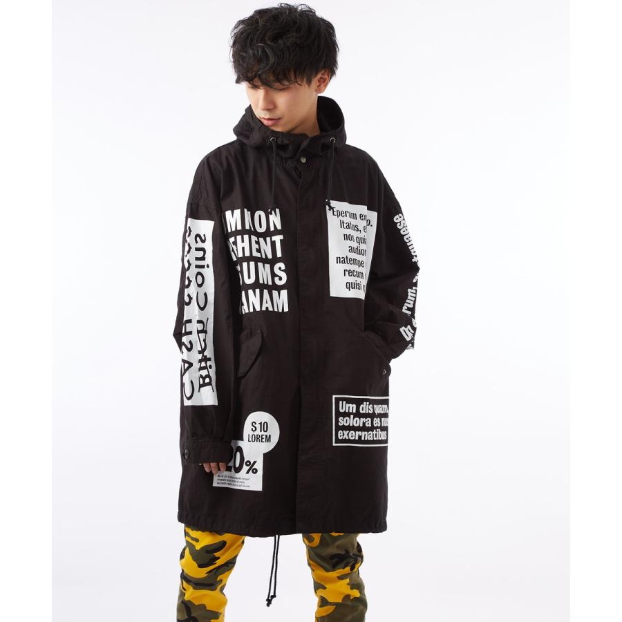 ビッグシルエット モッズコート メンズ 大きいサイズ ロングコート ビッグサイズ ミリタリージャケット デニム 黒  ストリート系 | improves | 01