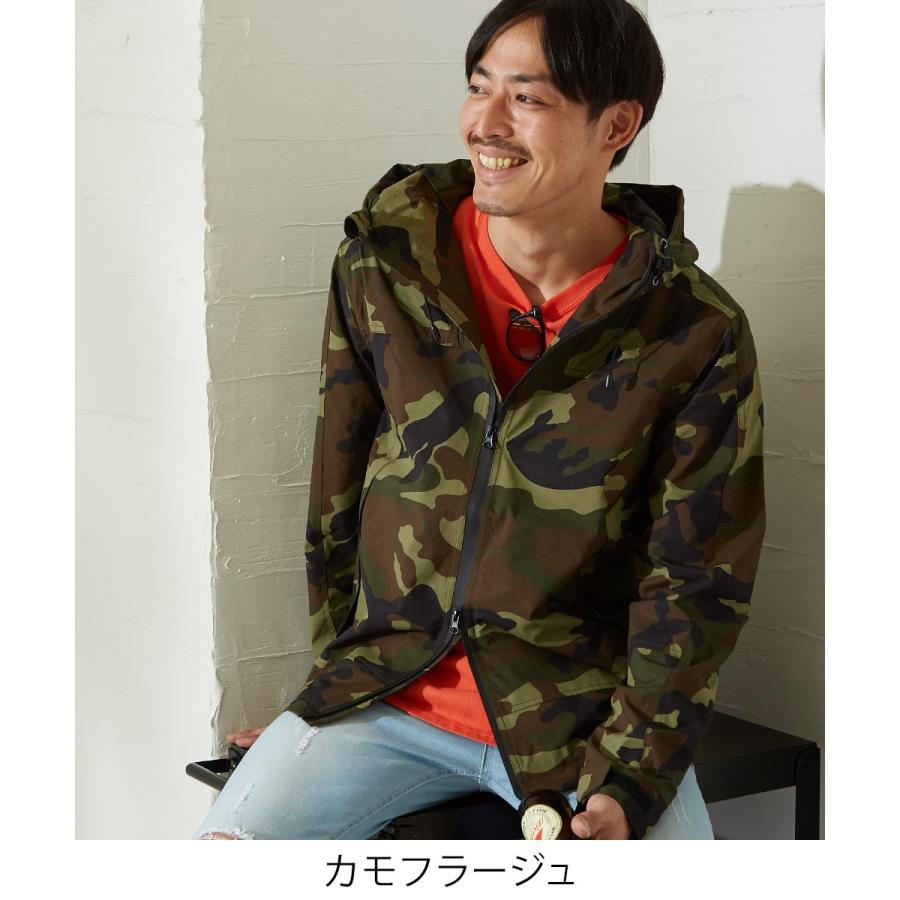 マウンテンパーカー メンズ 迷彩 チェック マンパー ライトジャケット ボリュームネック ナイロン カモフラ 黒 ストリート系 | improves | 05