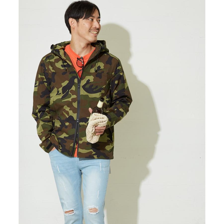 マウンテンパーカー メンズ 迷彩 チェック マンパー ライトジャケット ボリュームネック ナイロン カモフラ 黒 ストリート系 | improves | 06