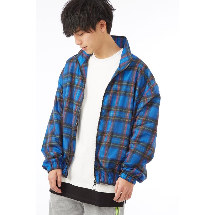 ビッグシルエット チェック ナイロンジャケット メンズ ストリート 春 アウター ブルゾン ジャンパー トラックジャケット | improves | 05