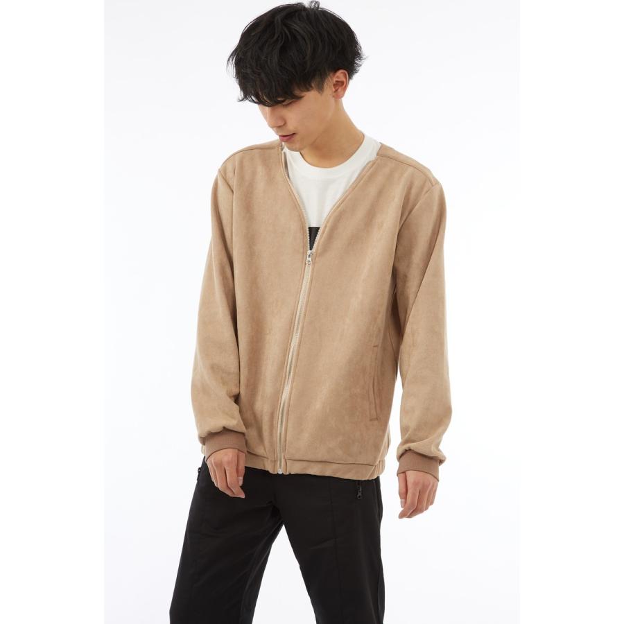 ノーカラージャケット メンズ スウェード ジャケット スエード ノーカラー ブルゾン 春 アウター カーディガン ジャンパー | improves | 02