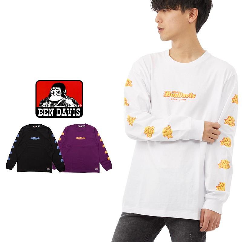 Ben Davis ベンデイビス 長袖 Tシャツ メンズ ブランド ロゴ 袖プリント ロングtシャツ ロンt ロンティー ベンデービス 白 Improves インプローブス 通販 Yahoo ショッピング