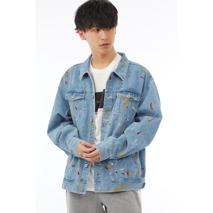 ビッグシルエット Gジャン メンズ 大きいサイズ ダメージ ジージャン デニムジャケット ブルゾン 春 アウター ブルー 青 | improves | 01