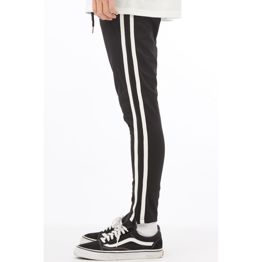 サイドジップ ジャージ ラインパンツ メンズ ダンス サイドライン パンツ ラインジャージ スキニー トラックパンツ 黒 | improves | 07