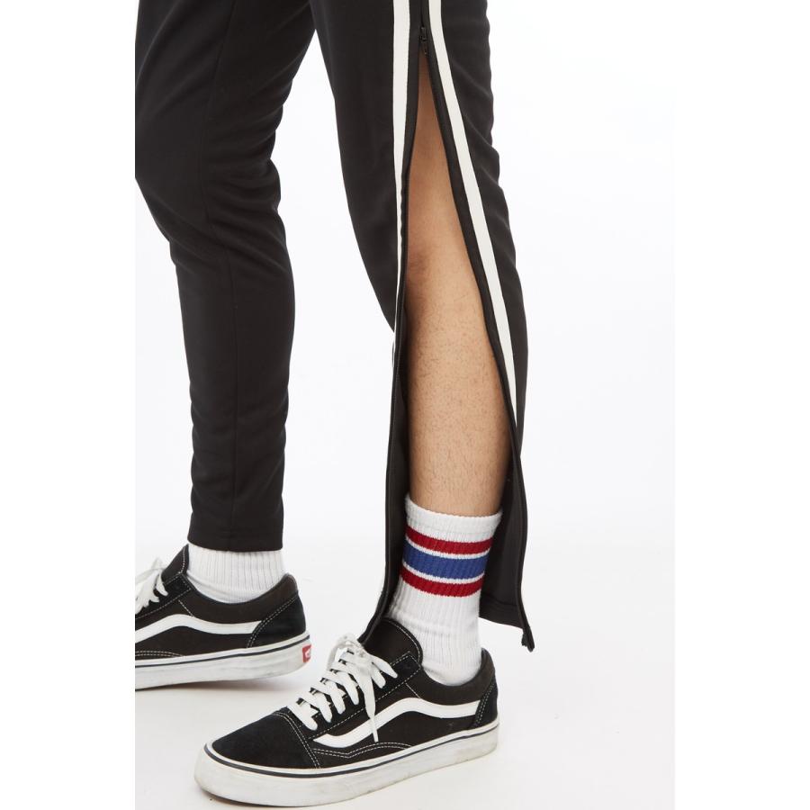 サイドジップ ジャージ ラインパンツ メンズ ダンス サイドライン パンツ ラインジャージ スキニー トラックパンツ 黒 | improves | 11