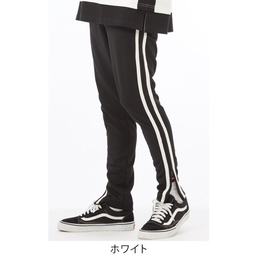 サイドジップ ジャージ ラインパンツ メンズ ダンス サイドライン パンツ ラインジャージ スキニー トラックパンツ 黒 | improves | 05