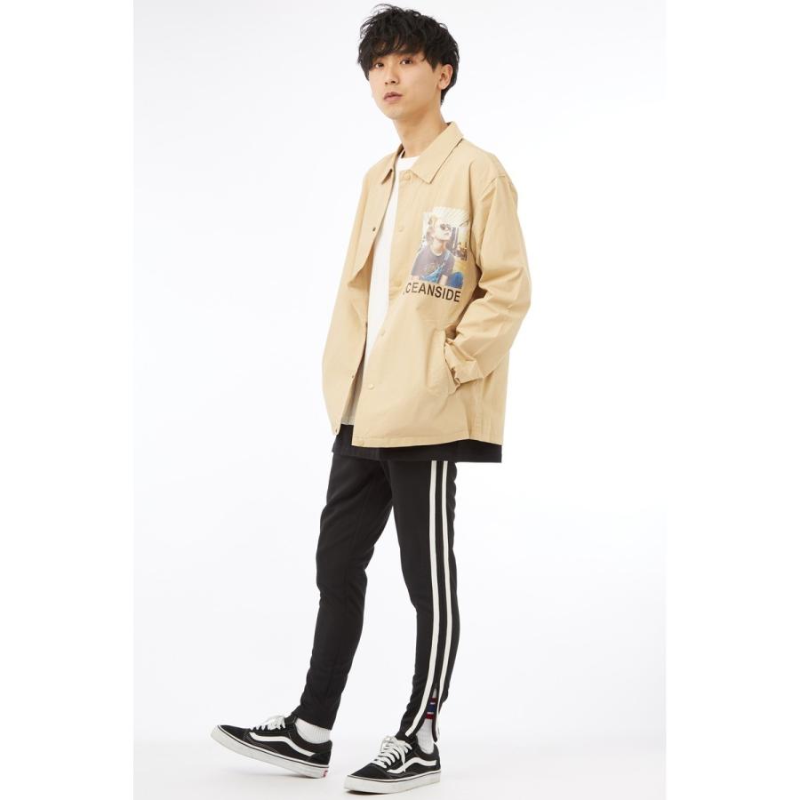 サイドジップ ジャージ ラインパンツ メンズ ダンス サイドライン パンツ ラインジャージ スキニー トラックパンツ 黒 | improves | 06