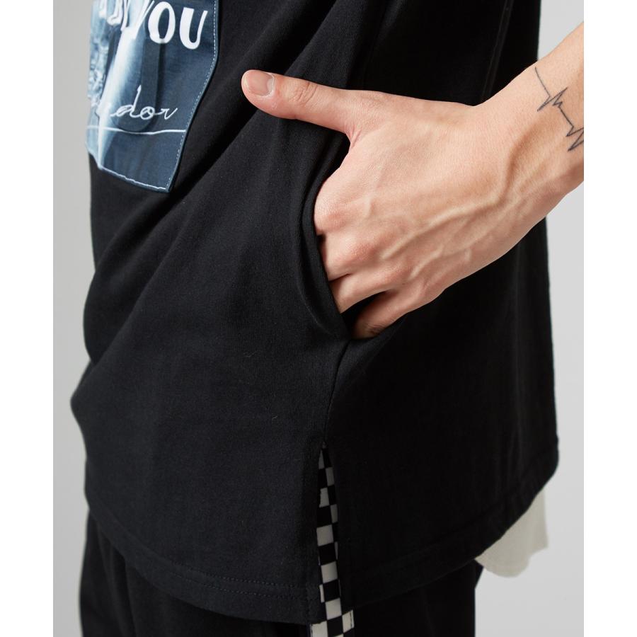 Tシャツ メンズ パーカー カットソー 半袖 フード Tパーカー ボックスロゴ ガールズ フォト エンボス加工 プリント トップス ブラック | improves | 10