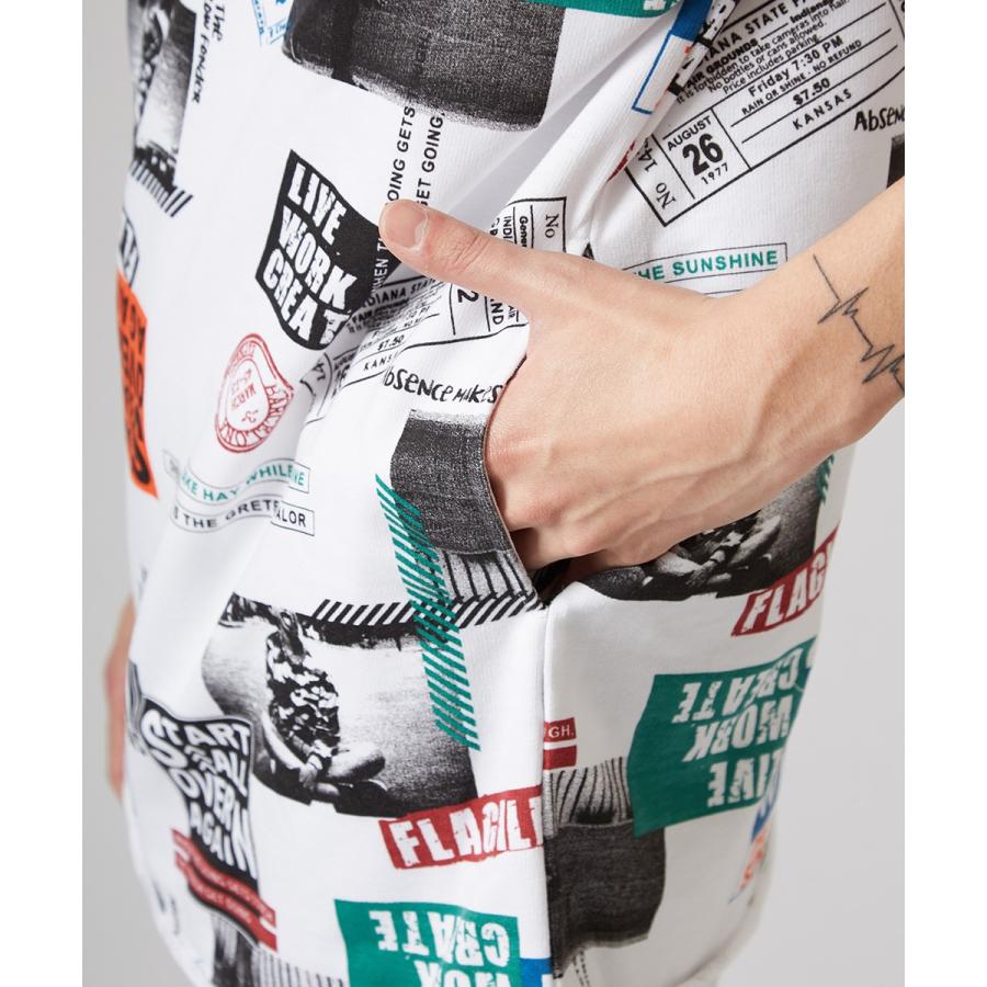 ビッグTシャツ メンズ ビッグパーカー ビッグシルエット Tシャツ カットソー 半袖 フード Tパーカー ストリート系 プリント 総柄 白 黒 | improves | 09