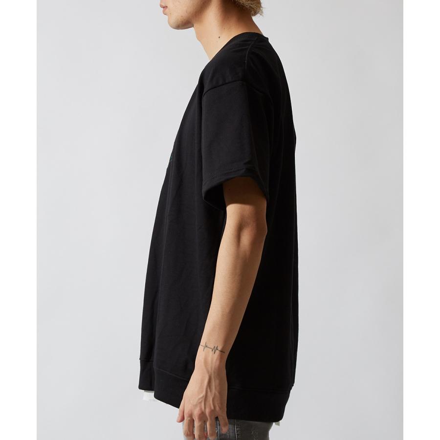 バラ刺繍 ビッグシルエット トレーナー メンズ 半袖 スウェット スエット オーバーサイズ ビッグサイズ クルーネック カットソー 黒 白 | improves | 06