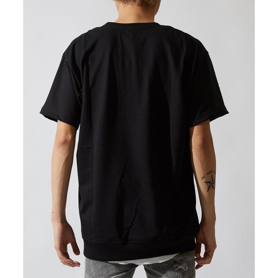 バラ刺繍 ビッグシルエット トレーナー メンズ 半袖 スウェット スエット オーバーサイズ ビッグサイズ クルーネック カットソー 黒 白 | improves | 07