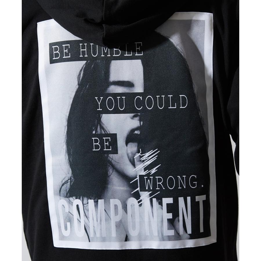 7分袖 パーカー メンズ ジップアップパーカー ジップパーカー ロゴ プリント カットソー 七分袖 ブラック ホワイト 黒 白 ストリート系 | improves | 12