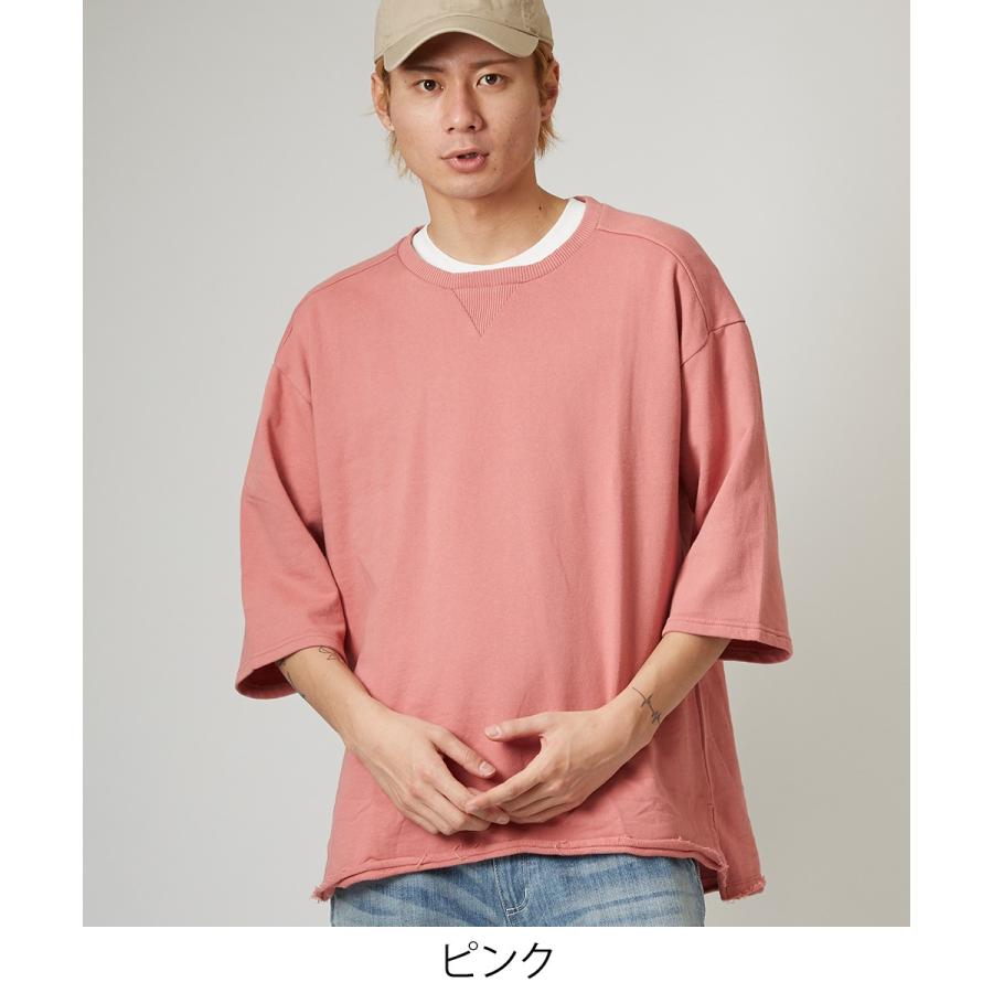 ビッグシルエット トレーナー メンズ ビッグTシャツ 7分袖 Tシャツ 七分袖 無地 スウェット カットソー オーバーサイズ ビッグサイズ | improves | 10