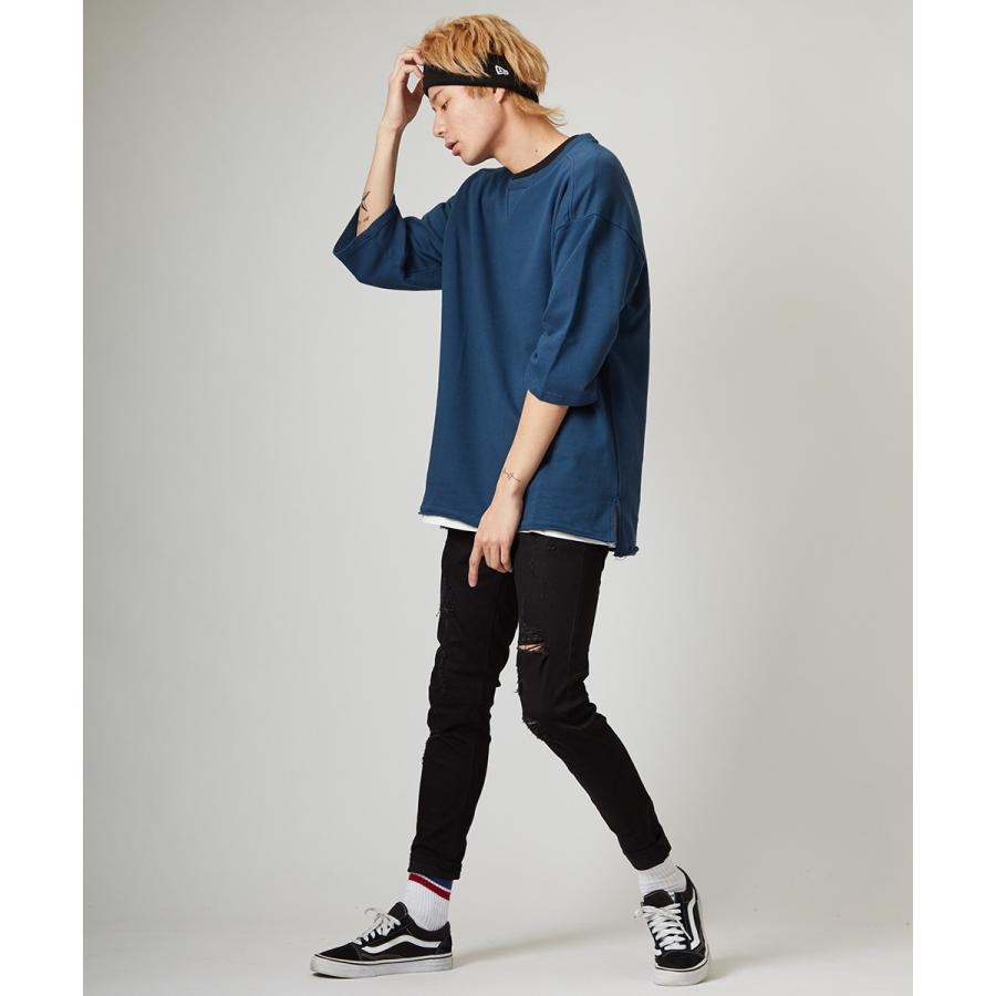 ビッグシルエット トレーナー メンズ ビッグTシャツ 7分袖 Tシャツ 七分袖 無地 スウェット カットソー オーバーサイズ ビッグサイズ | improves | 02