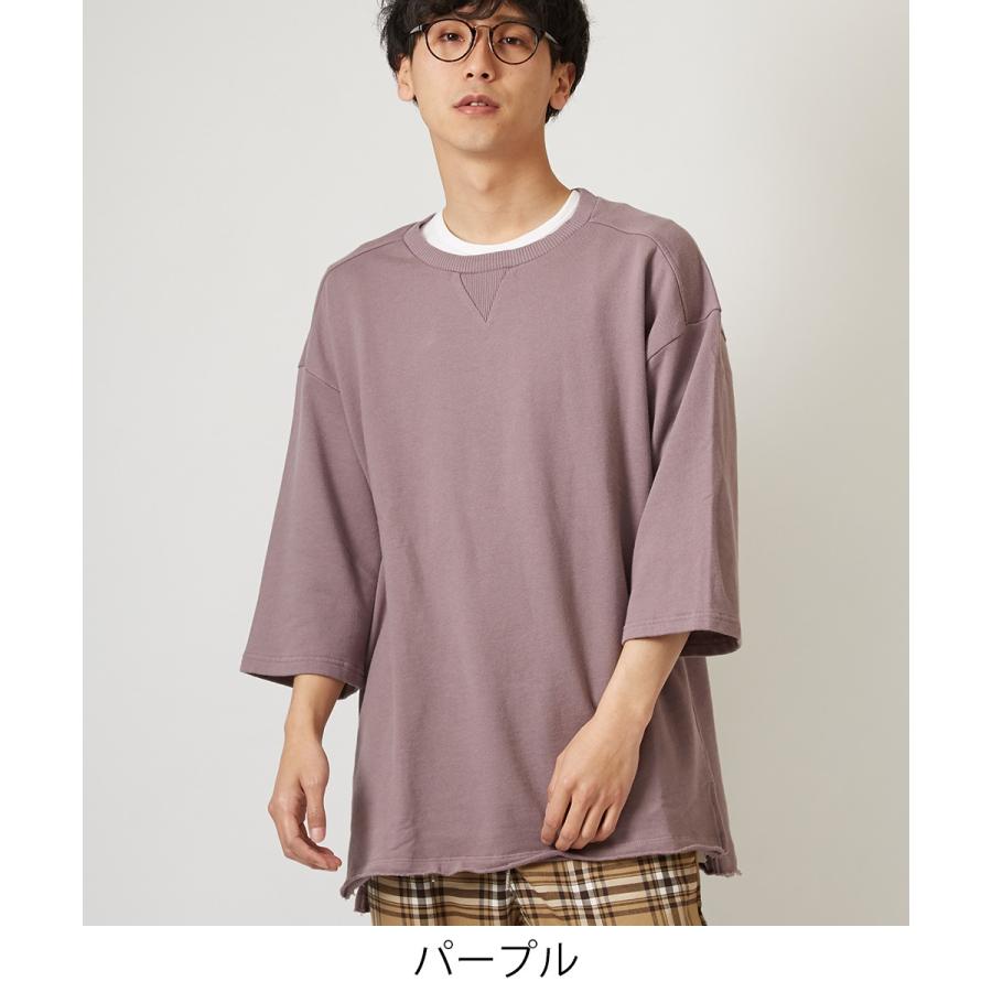 ビッグシルエット トレーナー メンズ ビッグTシャツ 7分袖 Tシャツ 七分袖 無地 スウェット カットソー オーバーサイズ ビッグサイズ | improves | 03