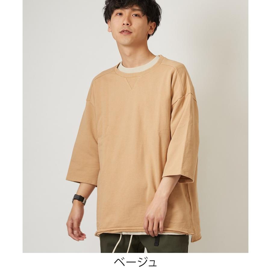 ビッグシルエット トレーナー メンズ ビッグTシャツ 7分袖 Tシャツ 七分袖 無地 スウェット カットソー オーバーサイズ ビッグサイズ | improves | 05