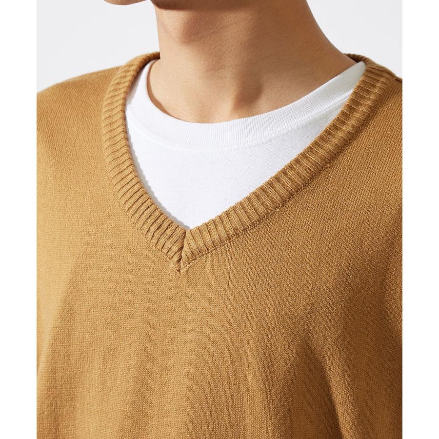 ビッグシルエット ニットベスト メンズ Vネック チョッキ ベスト 無地 オーバーサイズ ビッグサイズ ブラック ベージュ ホワイト 黒 | improves | 12