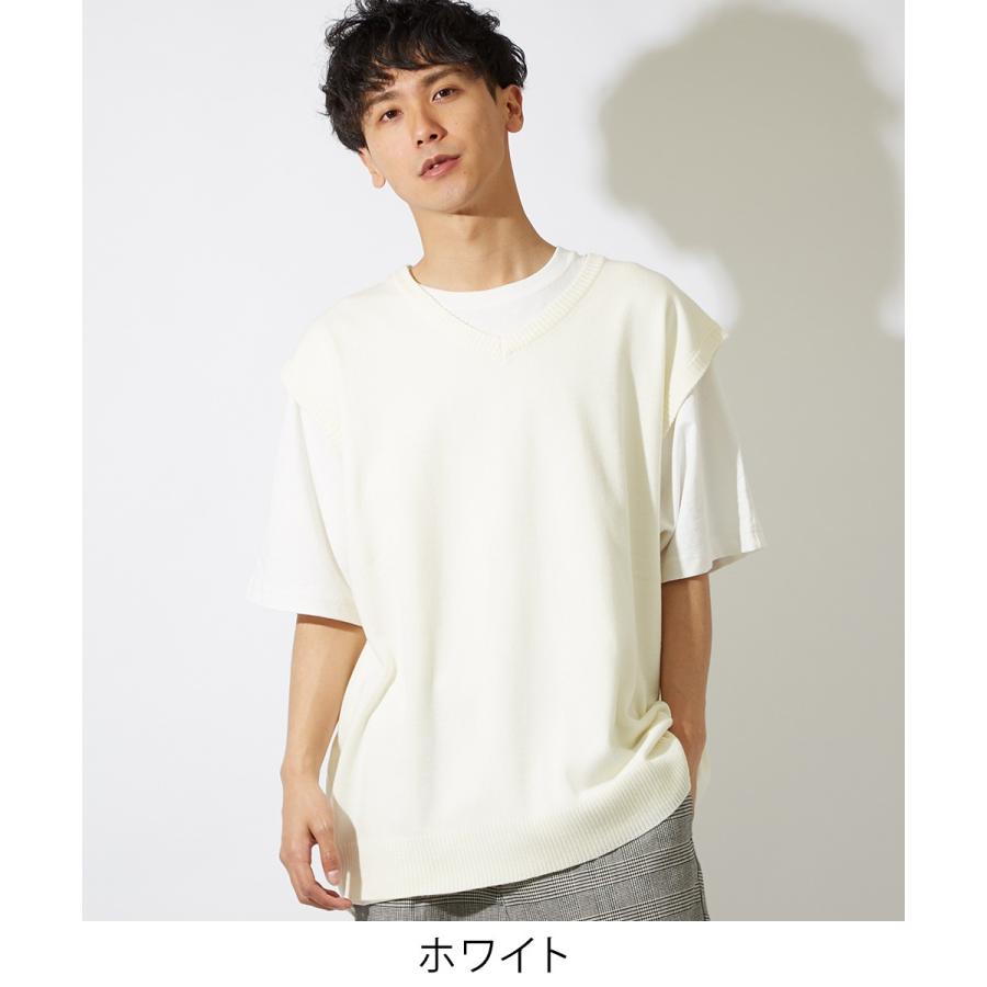 improves ビッグシルエット ニットベスト メンズ Vネック