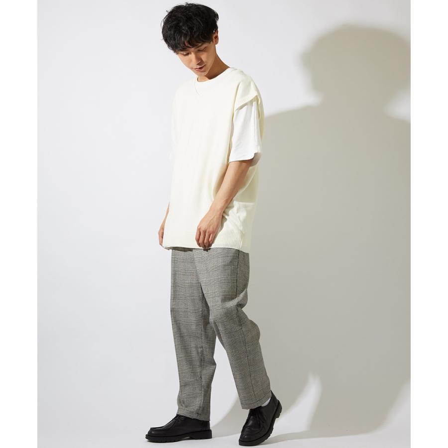 ビッグシルエット ニットベスト メンズ Vネック チョッキ ベスト 無地 オーバーサイズ ビッグサイズ ブラック ベージュ ホワイト 黒 | improves | 04