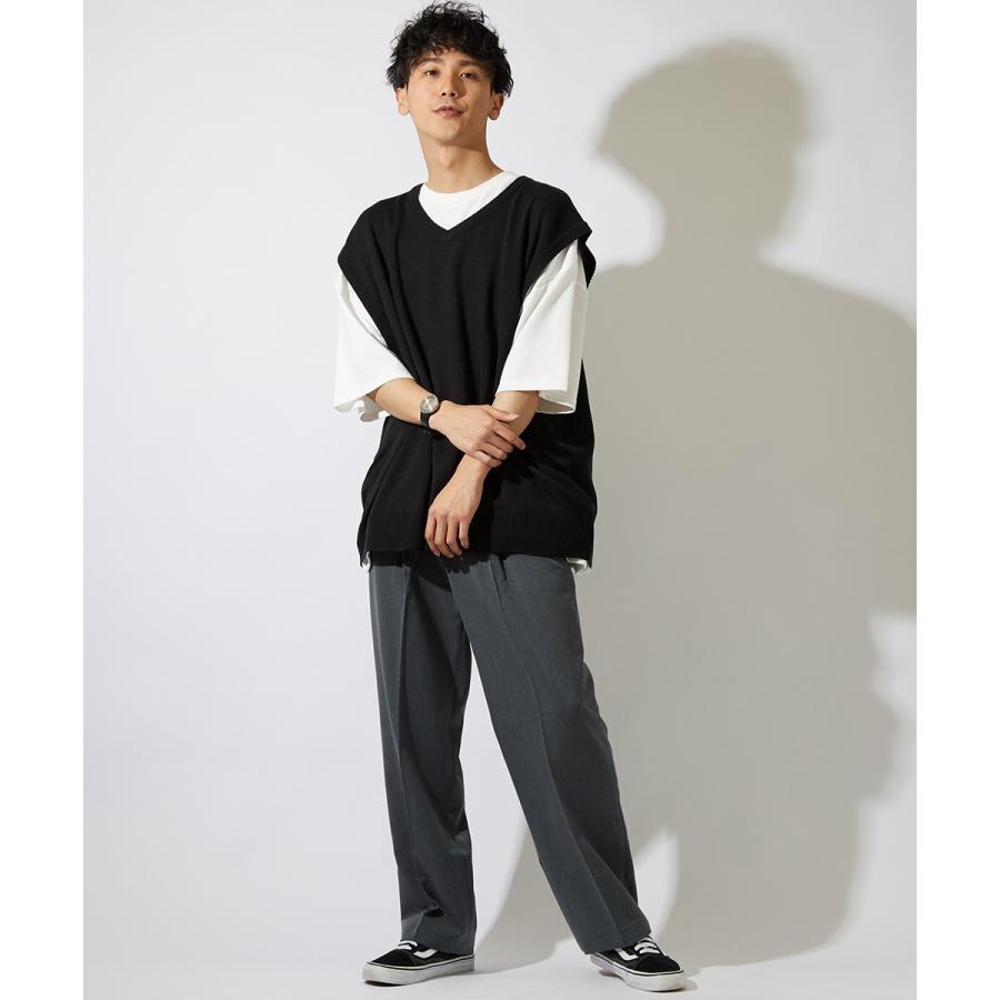 ビッグシルエット ニットベスト メンズ Vネック チョッキ ベスト 無地 オーバーサイズ ビッグサイズ ブラック ベージュ ホワイト 黒 Improves インプローブス 通販 Yahoo ショッピング