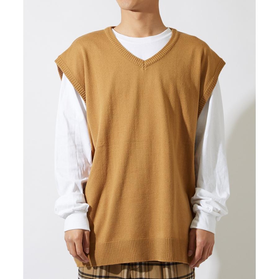 ビッグシルエット ニットベスト メンズ Vネック チョッキ ベスト 無地 オーバーサイズ ビッグサイズ ブラック ベージュ ホワイト 黒 Improves インプローブス 通販 Yahoo ショッピング