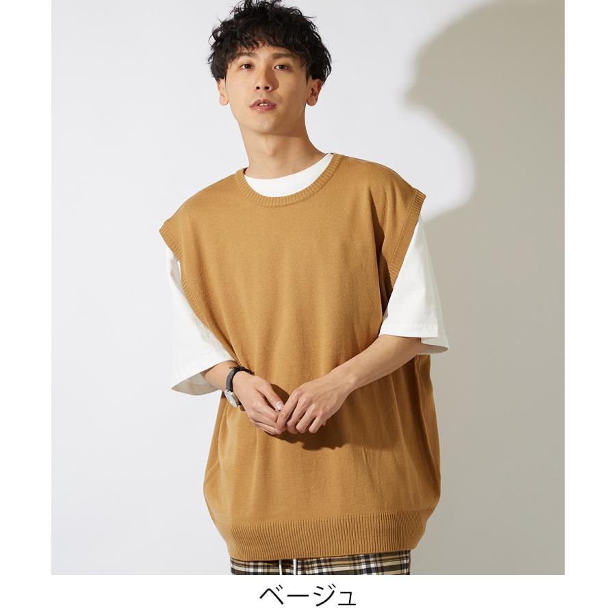 ビッグシルエット ニットベスト メンズ クルーネック チョッキ ベスト 無地 オーバーサイズ ビッグサイズ ブラック ベージュ ホワイト Improves インプローブス 通販 Yahoo ショッピング