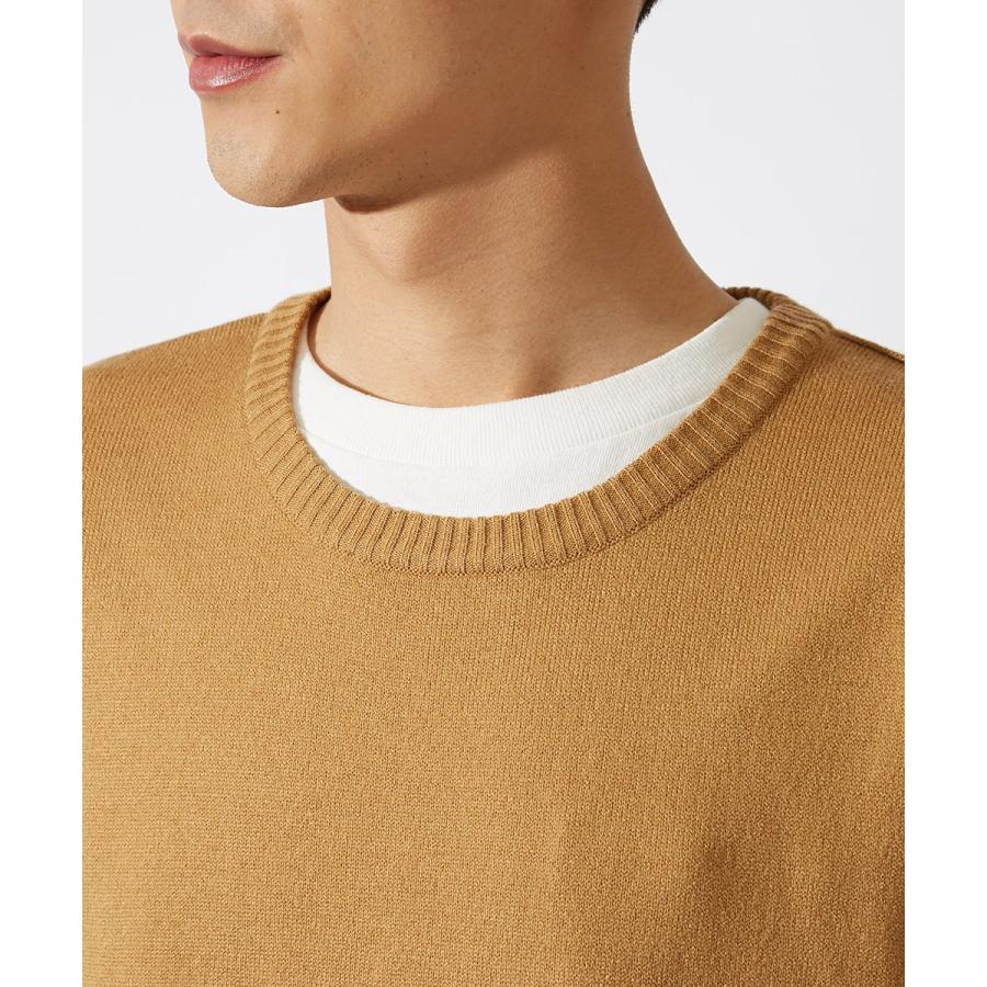 ビッグシルエット ニットベスト メンズ クルーネック チョッキ ベスト 無地 オーバーサイズ ビッグサイズ ブラック ベージュ ホワイト | improves | 12