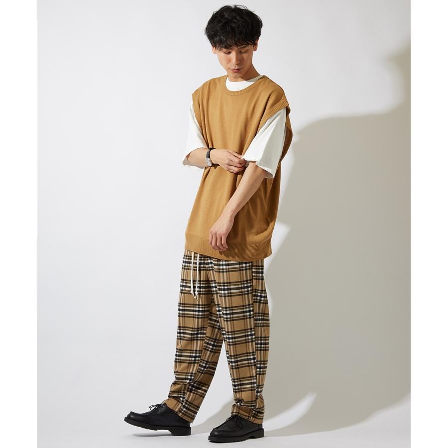 ビッグシルエット ニットベスト メンズ クルーネック チョッキ ベスト 無地 オーバーサイズ ビッグサイズ ブラック ベージュ ホワイト | improves | 02