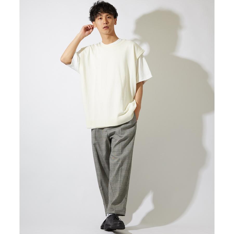 ビッグシルエット ニットベスト メンズ クルーネック チョッキ ベスト 無地 オーバーサイズ ビッグサイズ ブラック ベージュ ホワイト | improves | 04