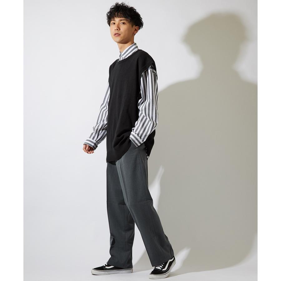 ビッグシルエット ニットベスト メンズ クルーネック チョッキ ベスト 無地 オーバーサイズ ビッグサイズ ブラック ベージュ ホワイト | improves | 06