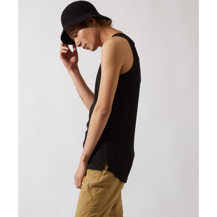 タンクトップ メンズ ロングタンク ロング丈 カットソー 無地 ワッフル Tシャツ ホワイト ブラック グレー 白 黒 韓国ファッション | improves | 06