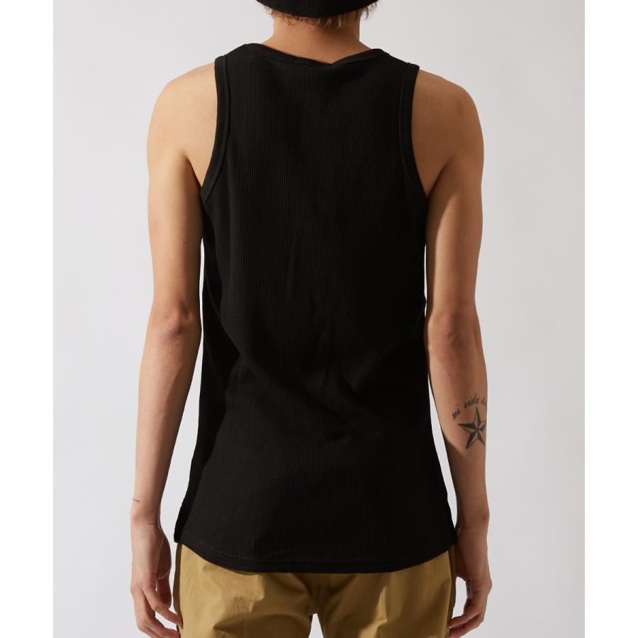 タンクトップ メンズ ロングタンク ロング丈 カットソー 無地 ワッフル Tシャツ ホワイト ブラック グレー 白 黒 韓国ファッション | improves | 09