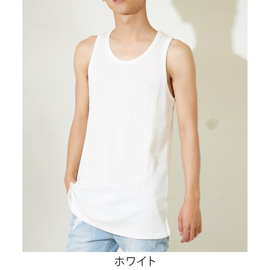 ロング タンクトップ メンズ ワッフル 生地 無地 ロング丈タンクトップ カットソー ホワイト ブラック ネオンカラー 蛍光色 Improves Improves インプローブス 通販 Yahoo ショッピング