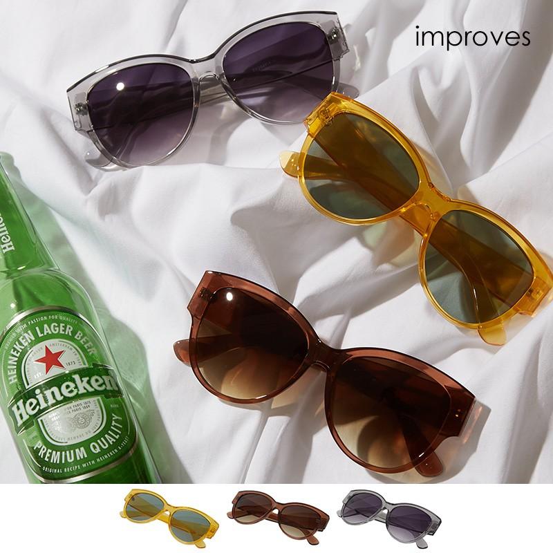 クリア サングラス メンズ ウェリントン メガネ 眼鏡 めがね おしゃれ UVカット 薄い色 カラーレンズ ウエリントン improves | improves