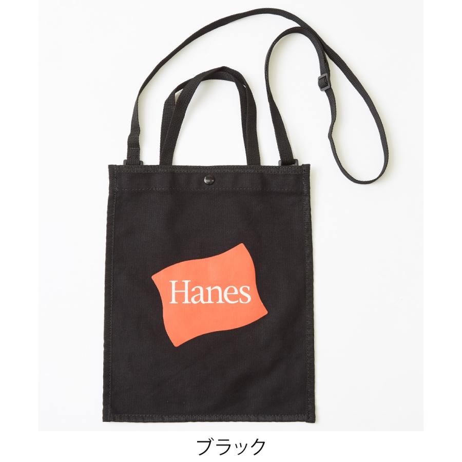 Hanes ヘインズ 2Way トートバッグ メンズ ショルダーバッグ ショルダーバック 斜めがけ キャンバス サコッシュ ブランド ミニ 黒 白 | Hanes | 02