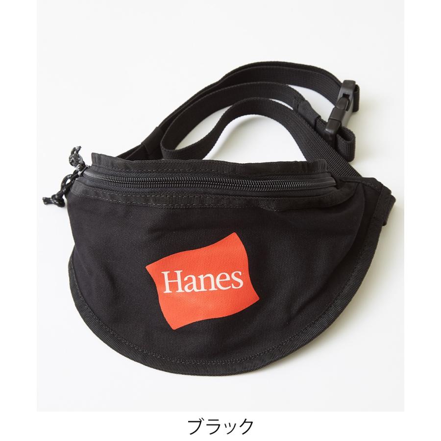 Hanes ヘインズ ウエストポーチ メンズ ブランド ウエストバッグ ボディバッグ ショルダーバッグ 斜めがけ キャンバス サコッシュ 黒 | Hanes | 02