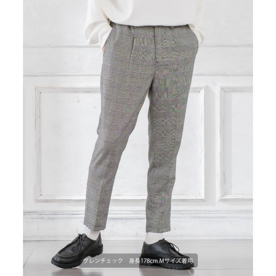 チェック パンツ メンズ チェック柄 アンクル テーパード イージーパンツ スラックス スリム 細身 スーツ improves | improves | 14