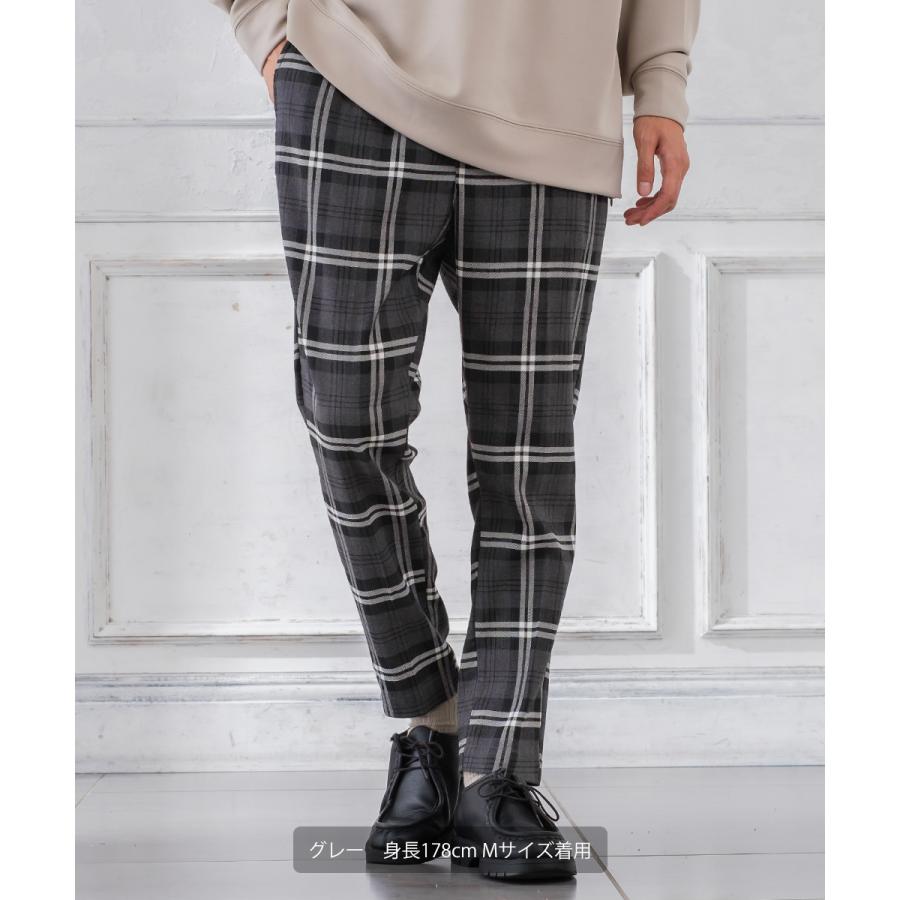 チェック パンツ メンズ チェック柄 アンクル テーパード イージーパンツ スラックス スリム 細身 スーツ improves | improves | 08