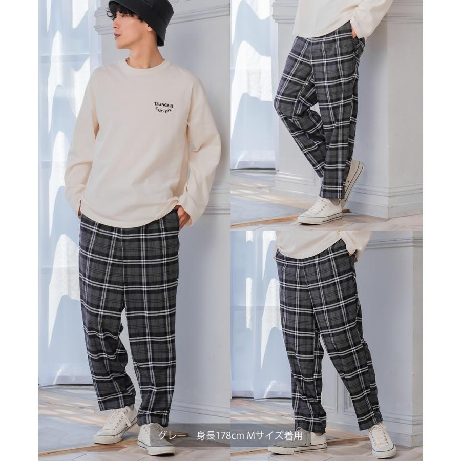 チェック ワイド パンツ メンズ チェック柄 アンクル テーパード イージーパンツ スラックス スリム 細身 スーツ improves | improves | 09